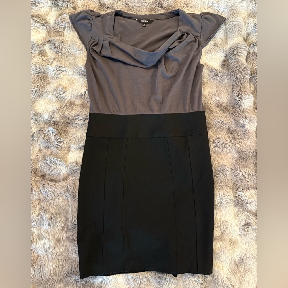 Express Charcoal Cowl Neck Dress